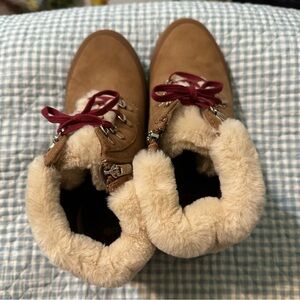 Bzees Brown Ankle Boots with Red Accents